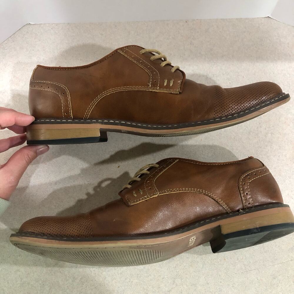 Steve Madden M-Alk Cognac Brown Dress Oxford Shoes WM910771 Sz 9M Perforated Toe - Picture 7 of 8